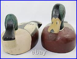 Vintage Pair Hand Carved Wooden Duck Decoys by C. L. Burbage FREE USA SHIPPING