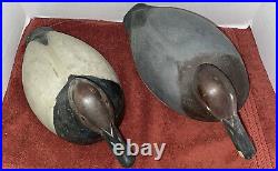 Vintage Pair Of Nick Purdo Canvasback Duck Decoys Original Signed & Dated