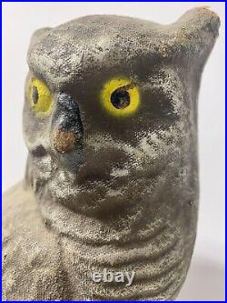 Vintage Paper Mache Owl Decoy, Pressed Fiber Board, Hollow, Painted Eyes