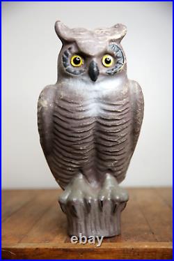Vintage Paper Mache Owl Decoy glass eyes for Hunting Halloween Decoration