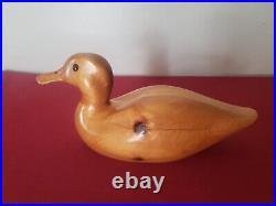 Vintage RJ HEATON Wooden #7 Blue Winged Decoy Signed Glass Eyes Hand Carved 1989