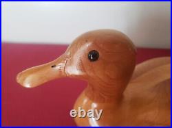 Vintage RJ HEATON Wooden #7 Blue Winged Decoy Signed Glass Eyes Hand Carved 1989