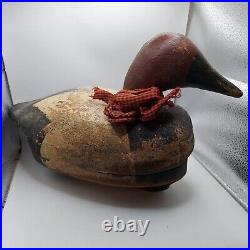 Vintage Red Head Wooden Duck Decoy Working Canvasback Hand Carved & Painted