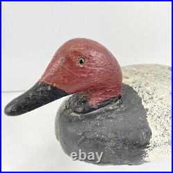 Vintage Red Head Wooden Working Canvasback Duck Decoy Hunting Bird Glass Eyes