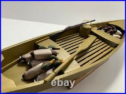 Vintage Replica Cajun Pirogue Hunting Boat Model With Decoys