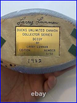 Vintage Solid Wood Duck Decoy SIGNED Larry Lunman 1982