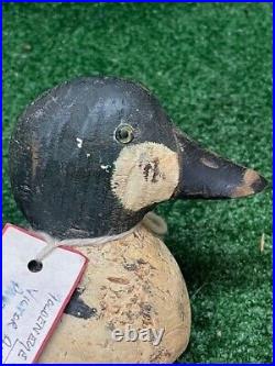 Vintage Solid Wood Goldeneye Duck Hunting Decoy Marked JM Victor Animal Trap