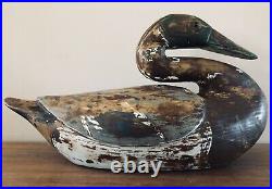 Vintage Solid Wood Unknown Caines Style Snakey-Neck Mallard Drake Duck Decoy