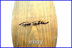 Vintage TOM TABER Duck Decoy Green Winged Teal carved wood 13.5 Long