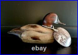 Vintage Tom Taber Woodendare Redhead Decoy with Tag-Signed