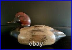 Vintage Tom Taber Woodendare Redhead Decoy with Tag-Signed