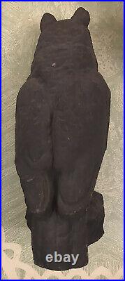 Vintage Victor Owl Decoy Paper Mache Used Hunting 1950s