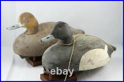 Vintage Wildfowler Bluebill Duck Decoy Pair Hollow Body Pine models 1940s