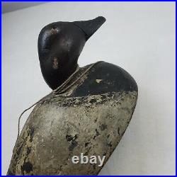 Vintage Wooden Decoy Duck with Angled Bottom and Anchor Weight