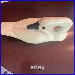 Vintage Wooden Swan Glass Eyes Hand Carved Decoy Signed 1987 Patsy