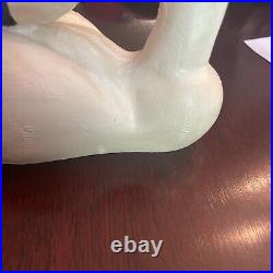 Vintage Wooden Swan Glass Eyes Hand Carved Decoy Signed 1987 Patsy