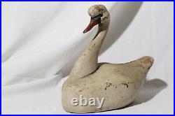 Vintage Wooden Swan Hand Carved Decoy Signed Initialed JP John Paxton