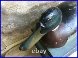 Vintage antique old wooden working Mason Premier Mallard Drake duck decoy
