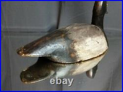 Vintage or Antique Wooden SCAUP Duck Decoy with Glass Eyes Carved Balsa Folk Art