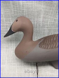 Vtg 9.25 Charles Jobes Canvasback Drake Hen Carved Wooden Duck Decoy 1990