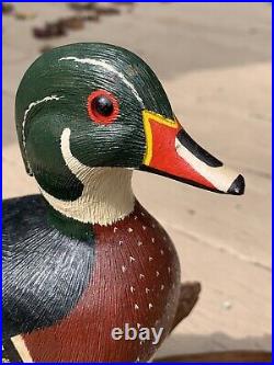 Vtg Carved Decoy Wood Duck Signed Hand Carved & Painted 9.5 Virginia