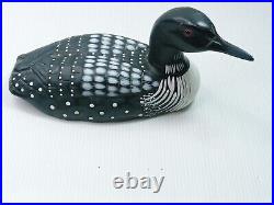 Vtg Down East Duck Decoy Common Loon Solid Wood Made In Ellsworth Maine