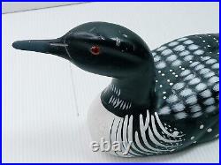 Vtg Down East Duck Decoy Common Loon Solid Wood Made In Ellsworth Maine