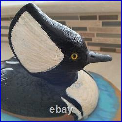 Vtg Folk Art Hand Painted & Handcrafted Hooded Merganser Wood Duck Decoy. DM