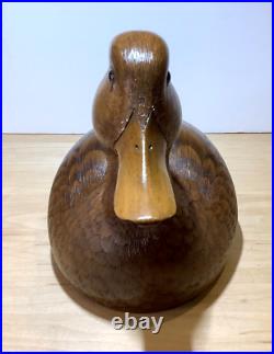 WADE RUSSELL JR Hand Carved Black Duck Decoy Signed 1995